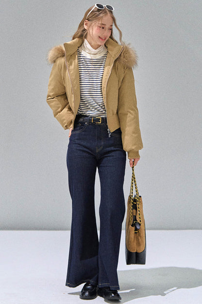 Big Fur Collar Waist Down Jacket