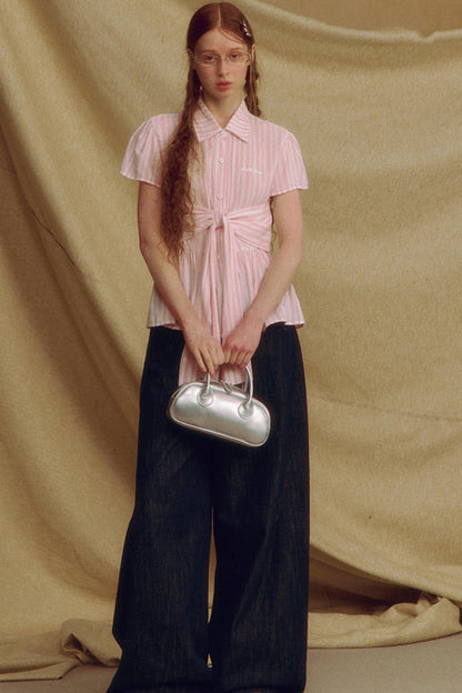 Chic Plaid Bow Tie Blouse