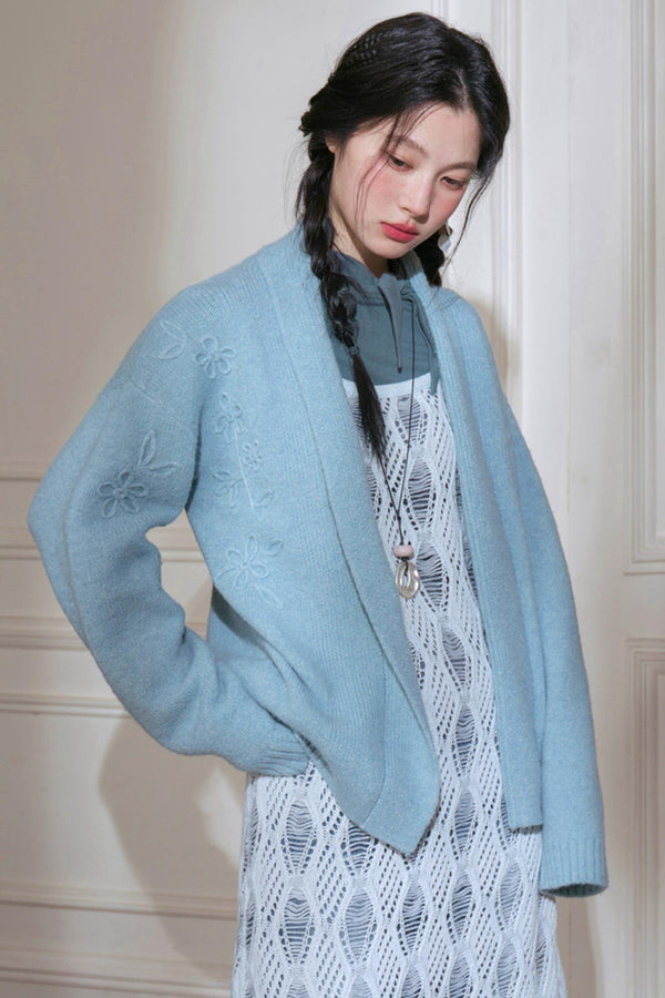 Misty Lake Blue Woolen Sweater Set
