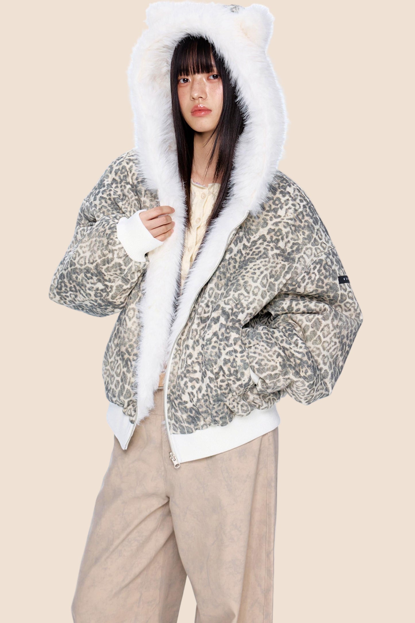 Reversible Leopard Hooded Jacket