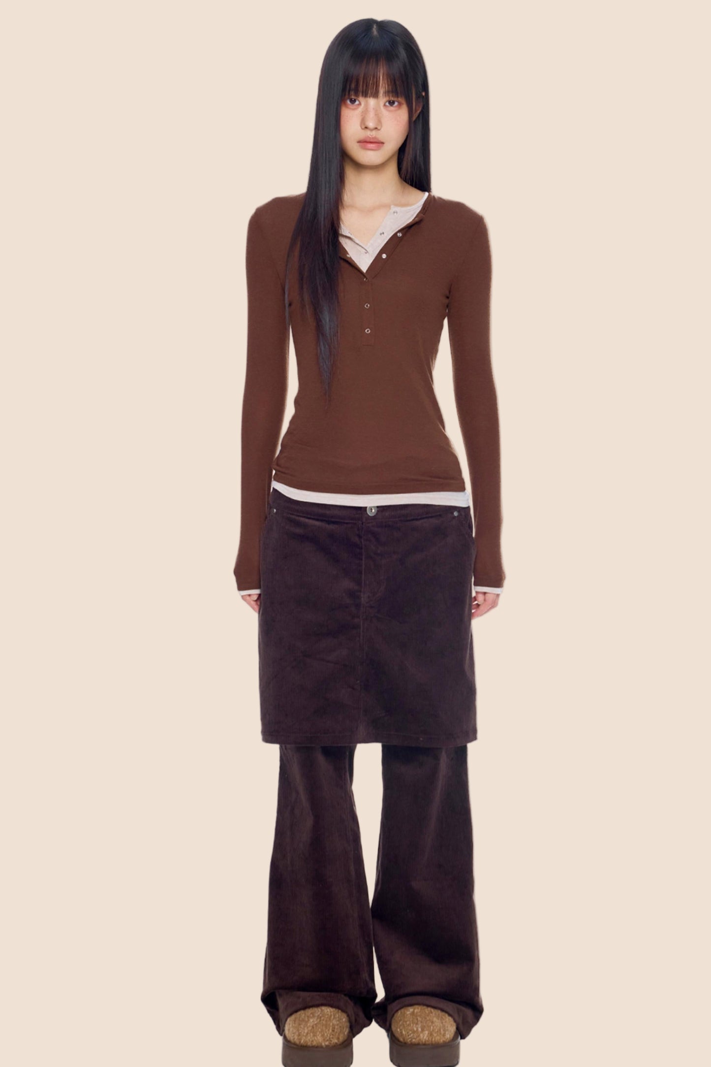 Corduroy Flared Skirt Pants