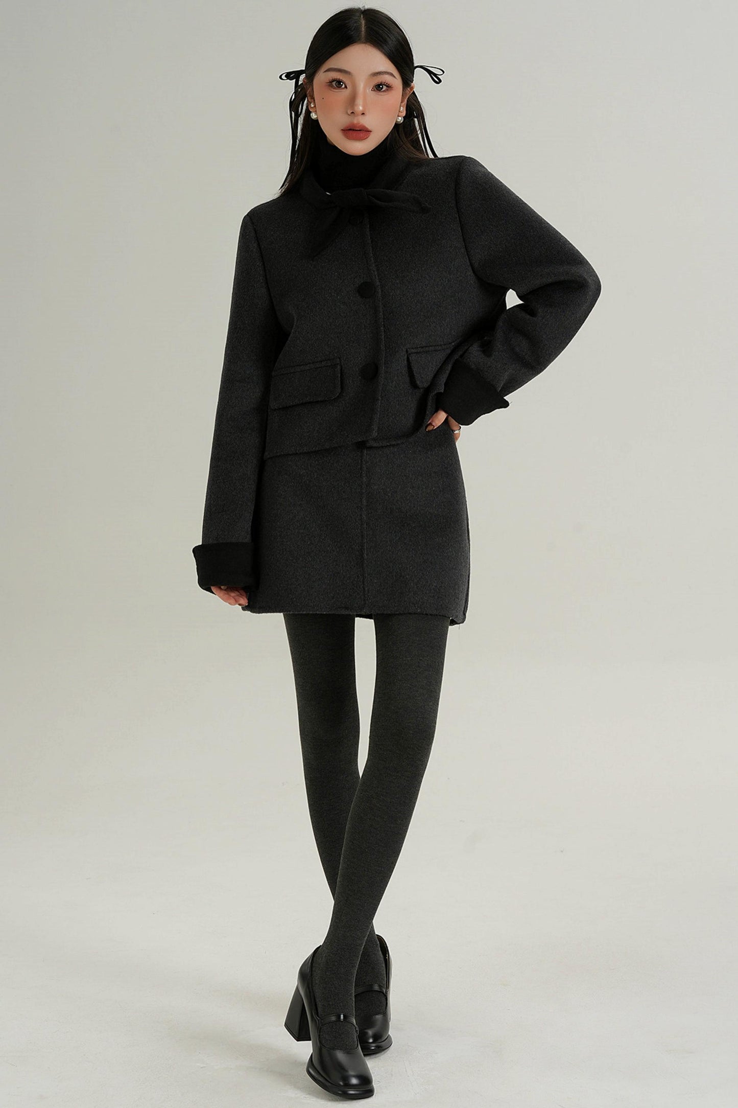 Sophisticated Two-Piece Wool Fashion Coat Set