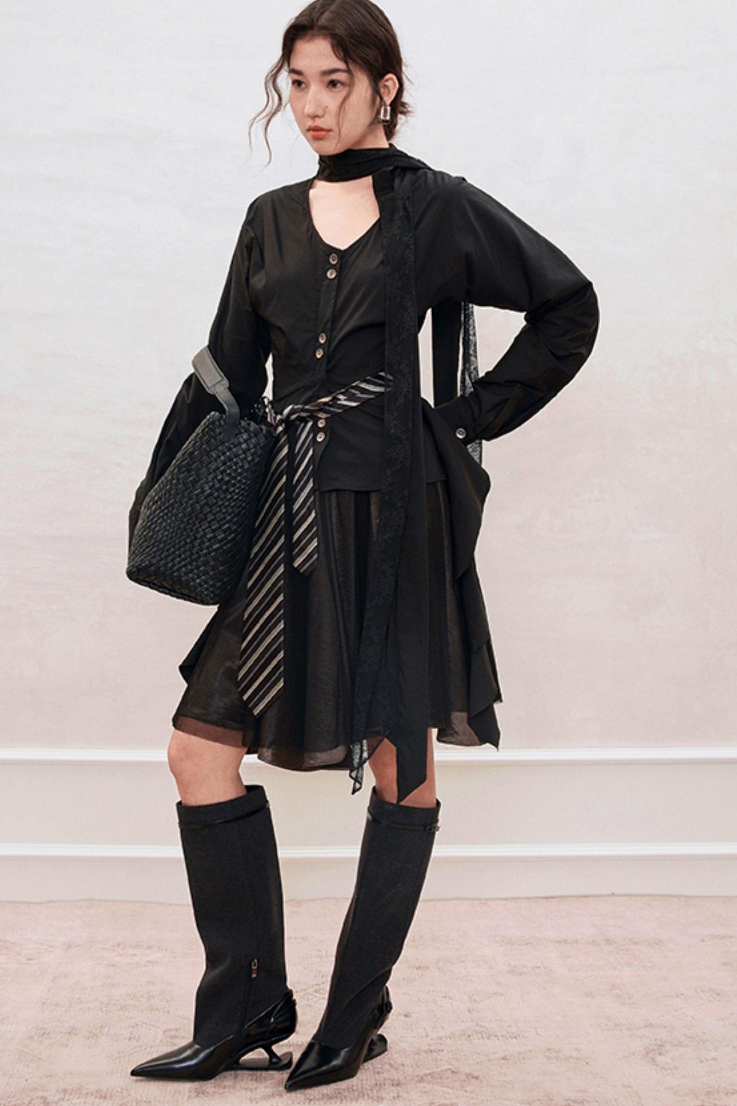 French Style Waist Cinched Shirt Set-Up