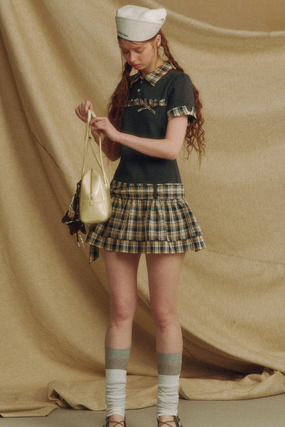 Color Block Bubble Sleeve Dress