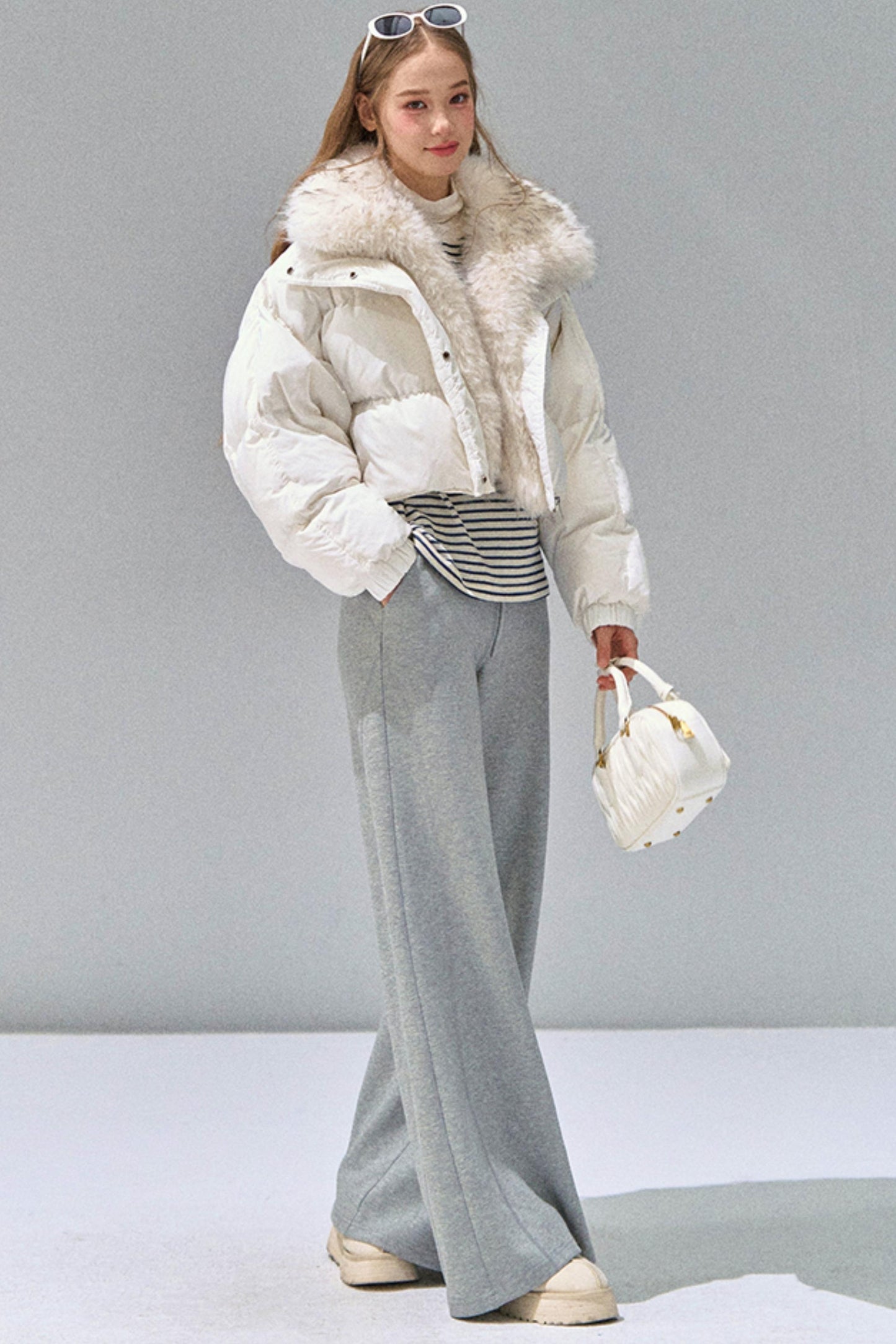 Grey Straight-Leg Sweatpants