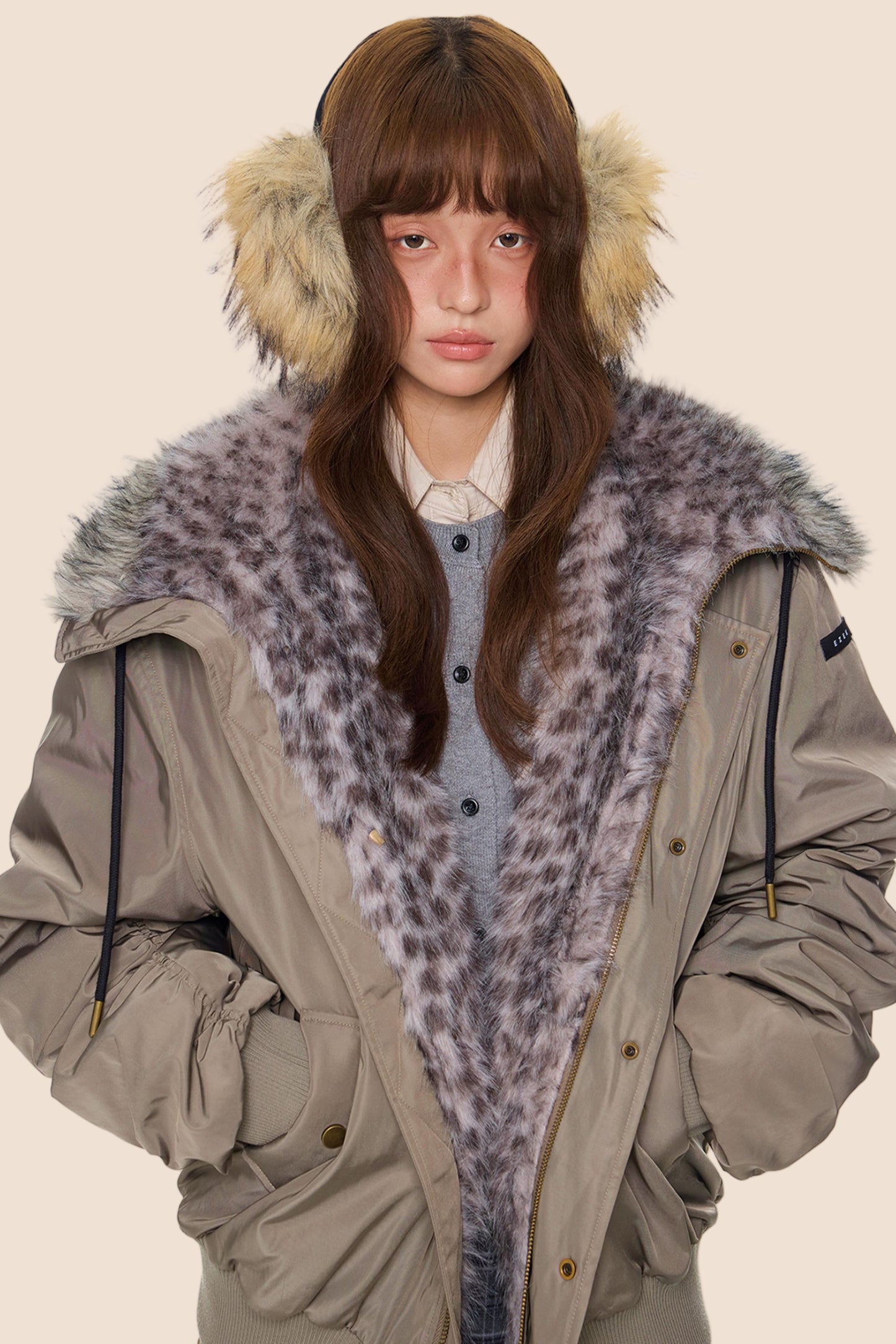 Leopard Print Hooded Jacket