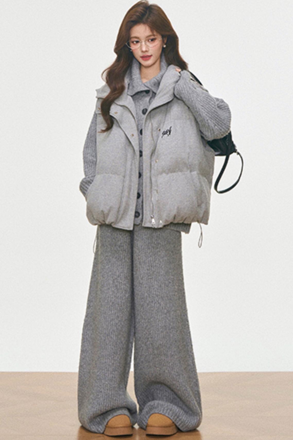 Knitted Vest And Coat Set-Up