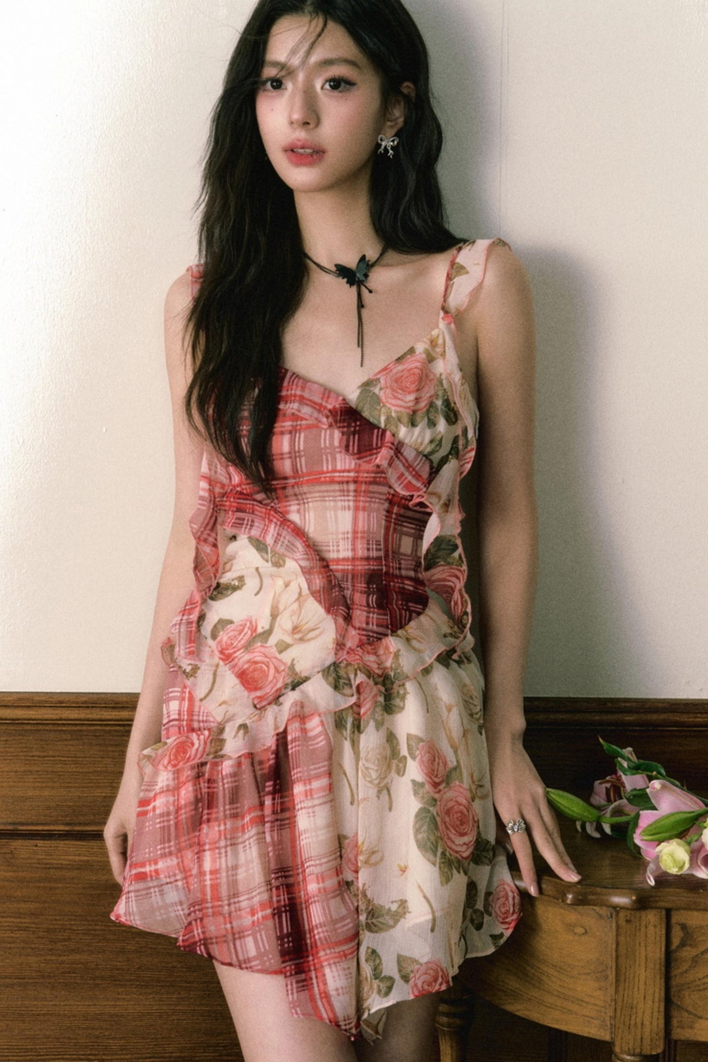 Floral Ruffle Halter Dress