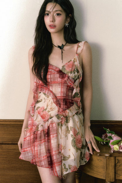 Floral Ruffle Halter Dress