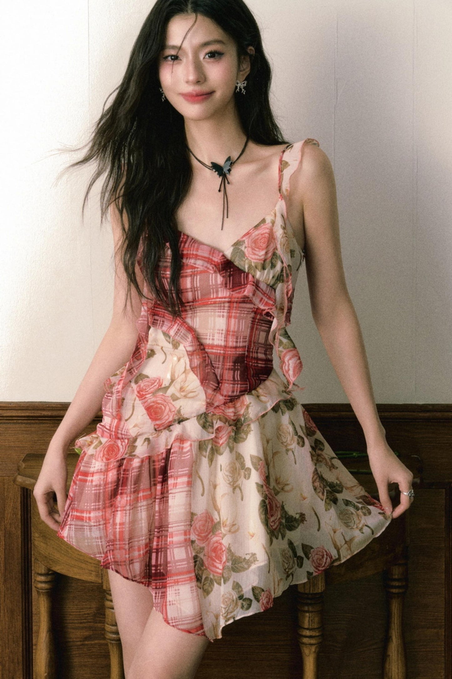 Floral Ruffle Halter Dress