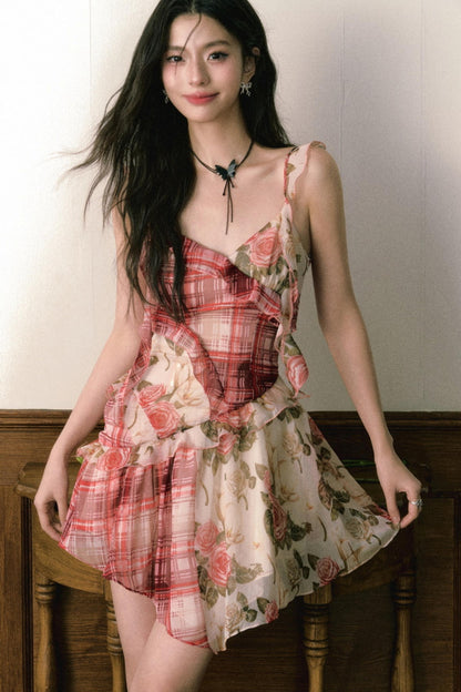 Floral Ruffle Halter Dress