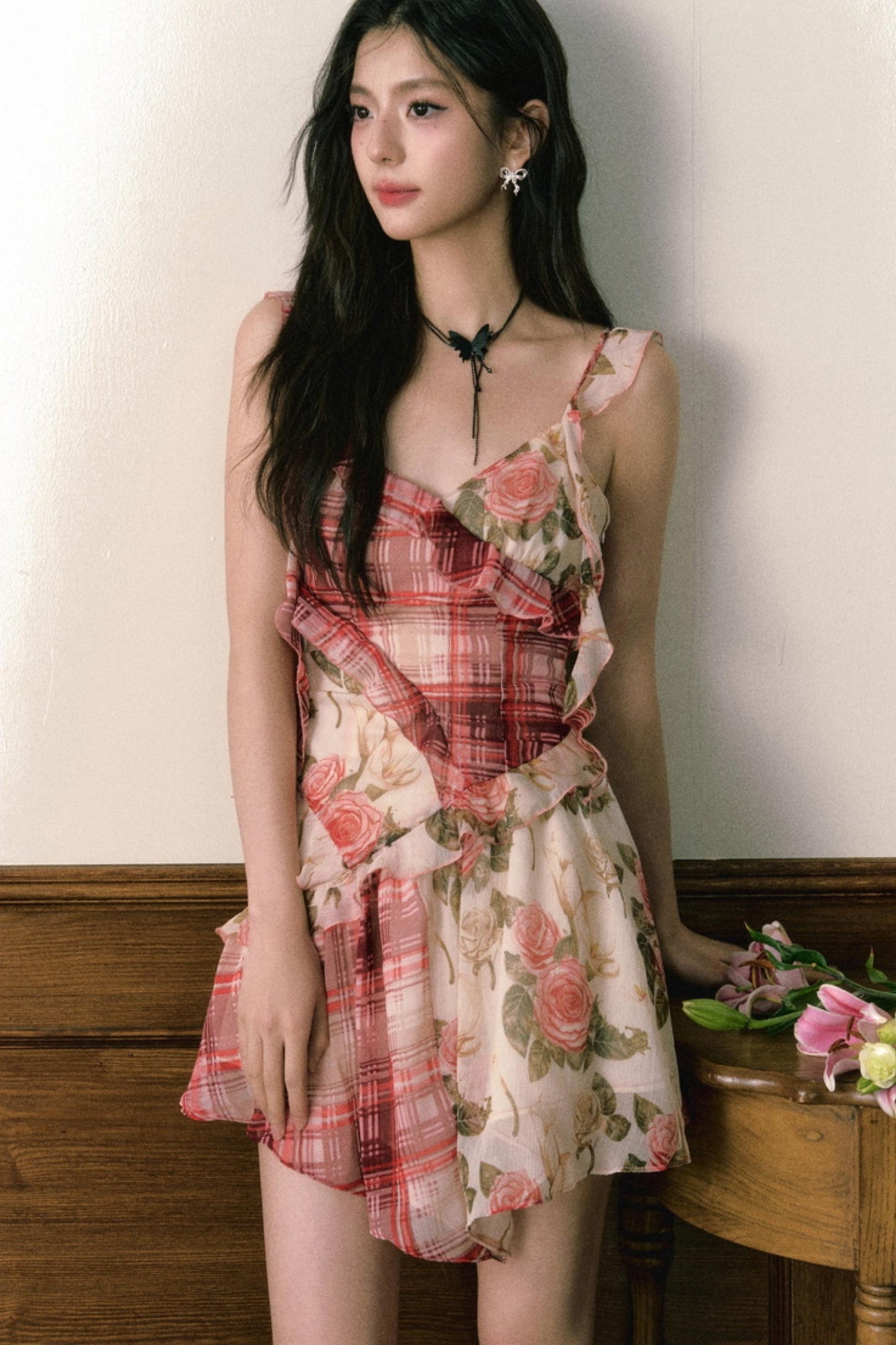 Floral Ruffle Halter Dress