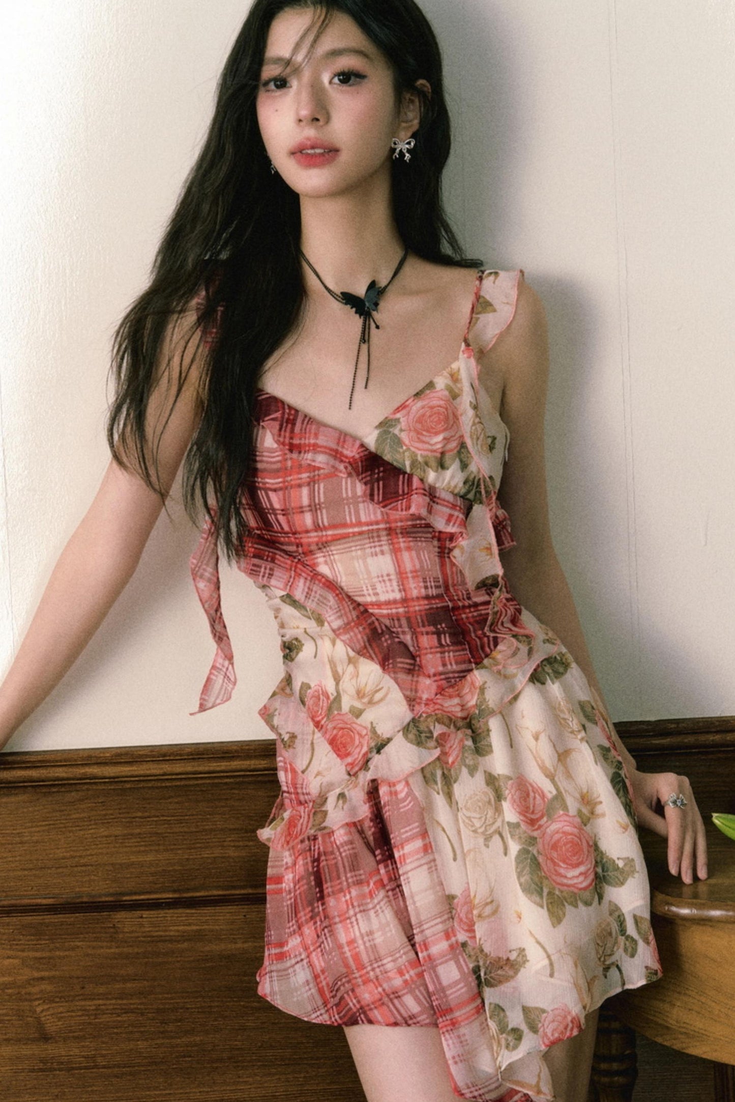 Floral Ruffle Halter Dress