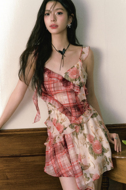 Floral Ruffle Halter Dress