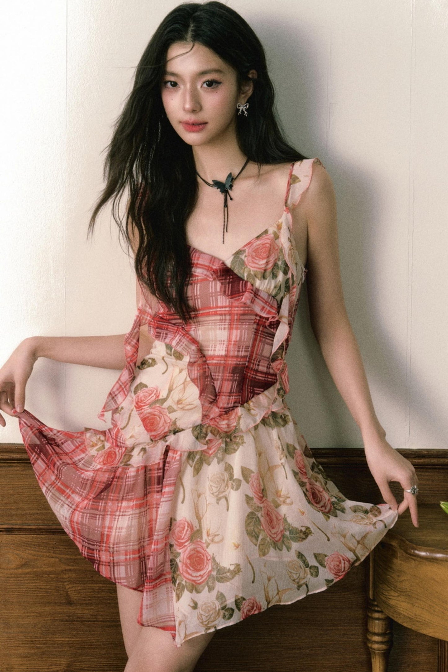 Floral Ruffle Halter Dress