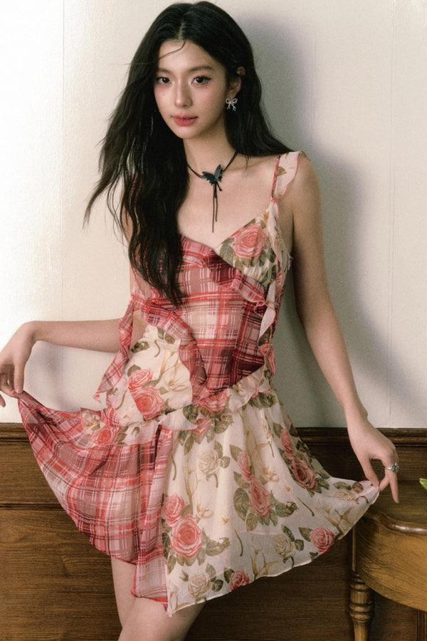 Floral Ruffle Halter Dress