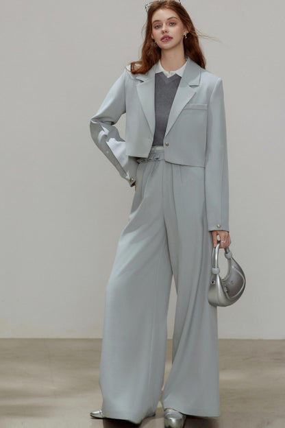 Autumn Gray Blazer Suit Set-Up
