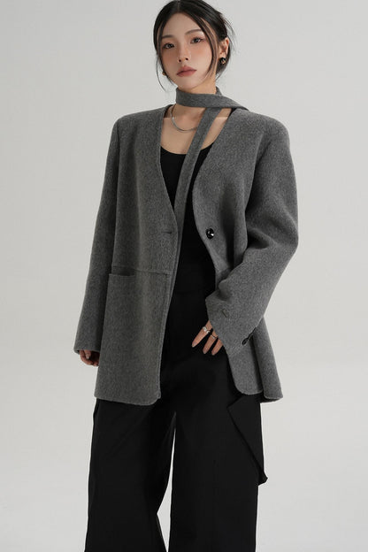 Elegant Mid-Length Wool Suit Coat
