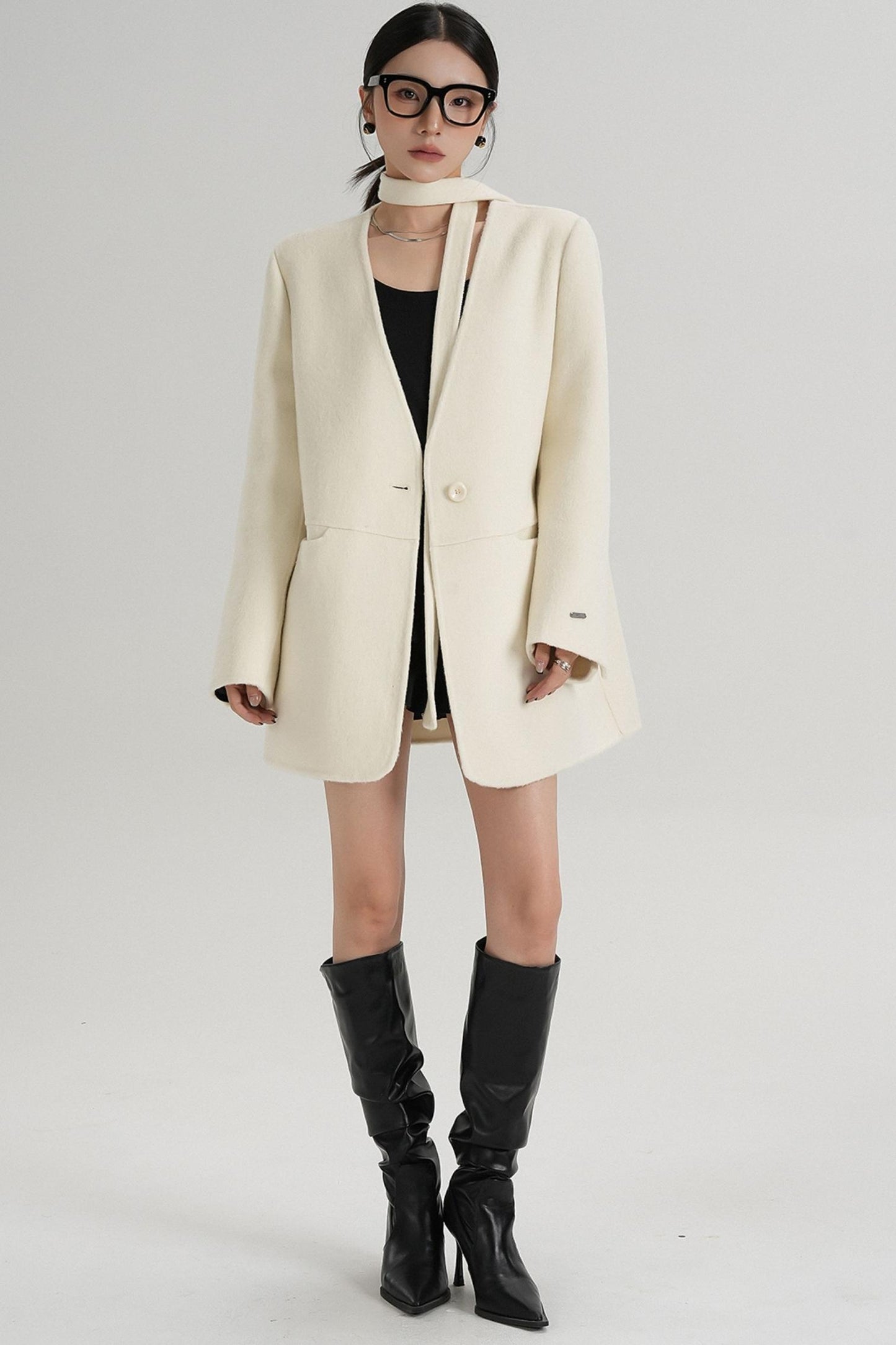 Elegant Mid-Length Wool Suit Coat
