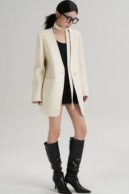 Elegant Mid-Length Wool Suit Coat