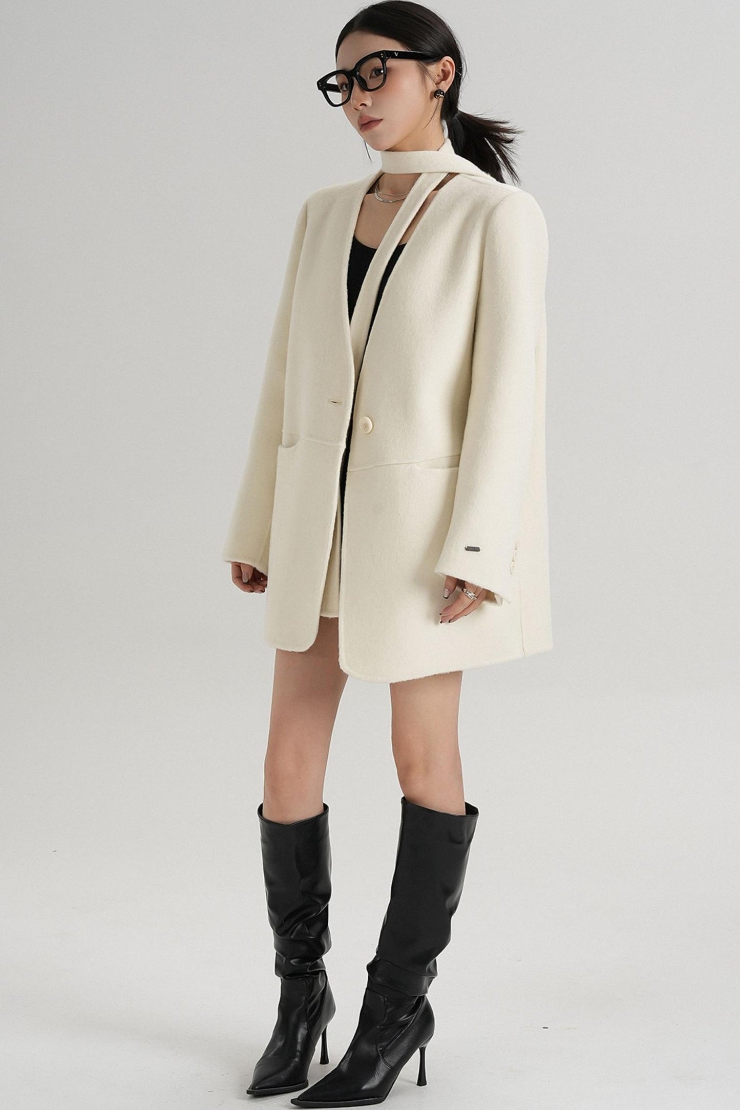Elegant Mid-Length Wool Suit Coat