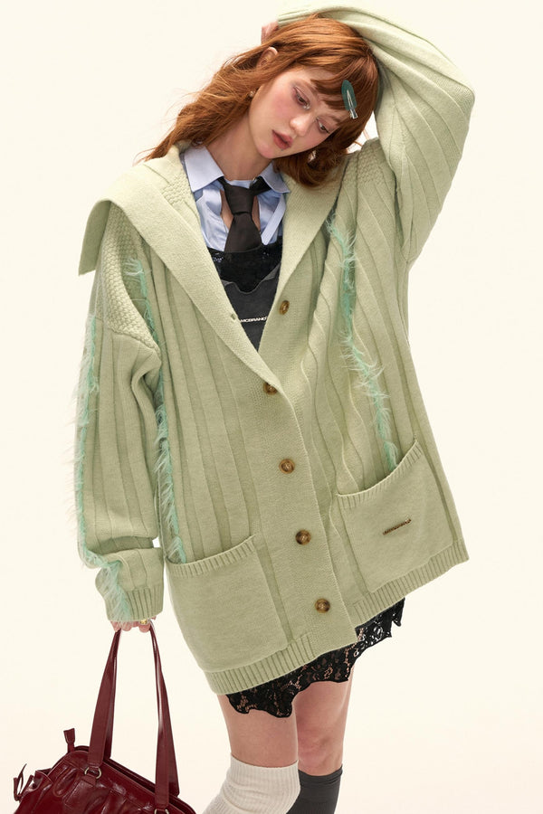 Lapel Knitted Loose Sweater Jacket