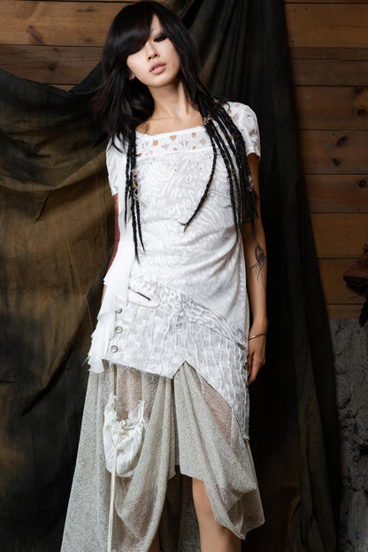 White-Black Diamond Top