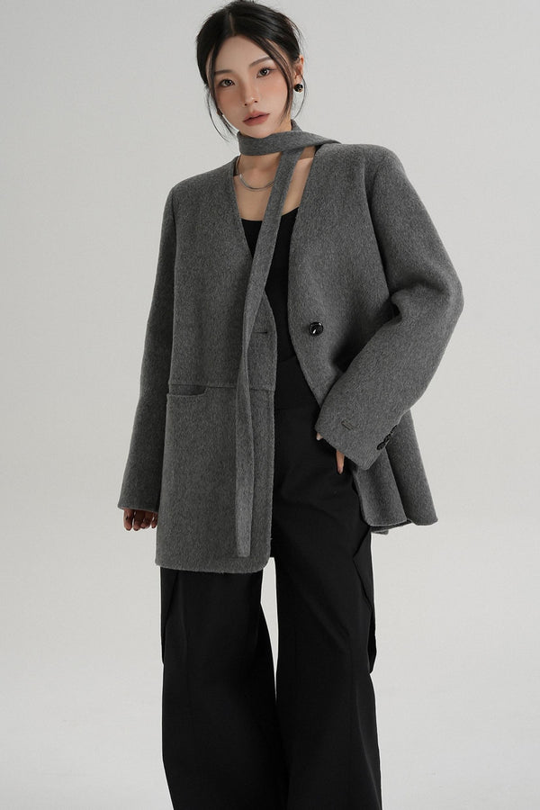 Elegant Mid-Length Wool Suit Coat