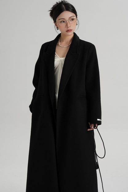 Lace-Up Wool Coat