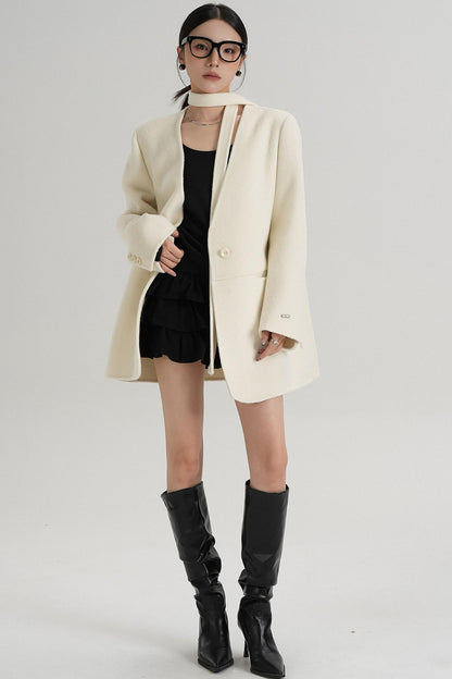 Elegant Mid-Length Wool Suit Coat