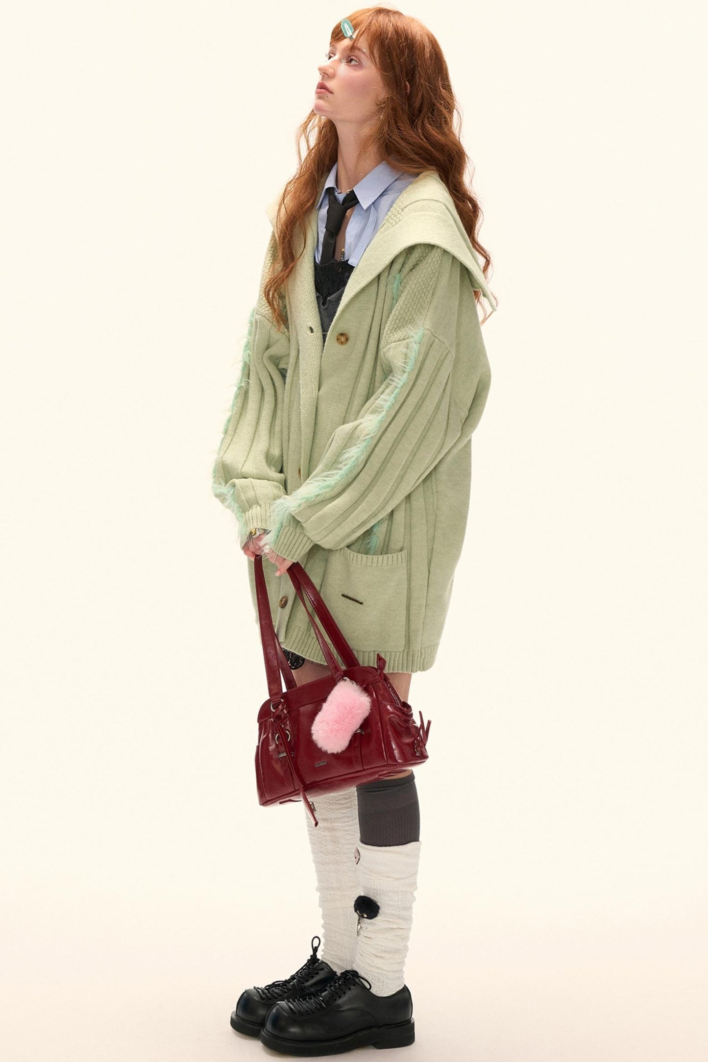 Lapel Knitted Loose Sweater Jacket