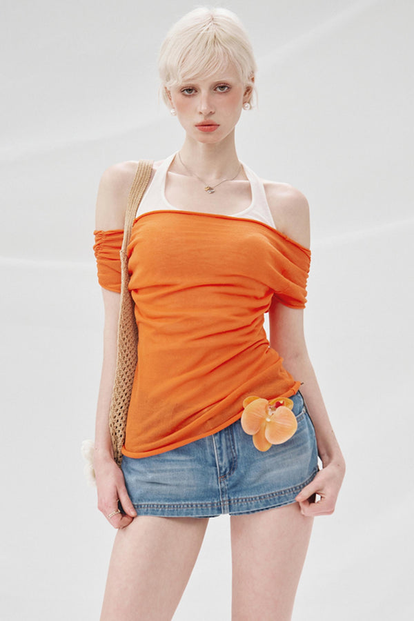 Orange Knit T-Shirt