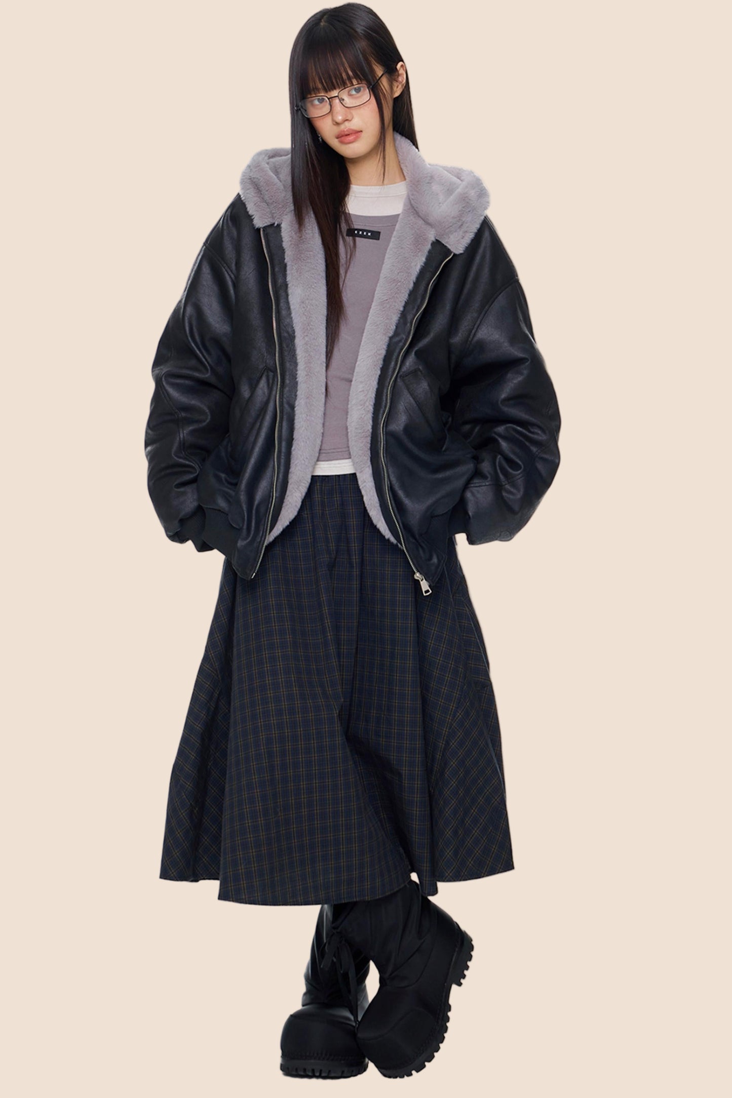 Furry Hooded Leather Jacket