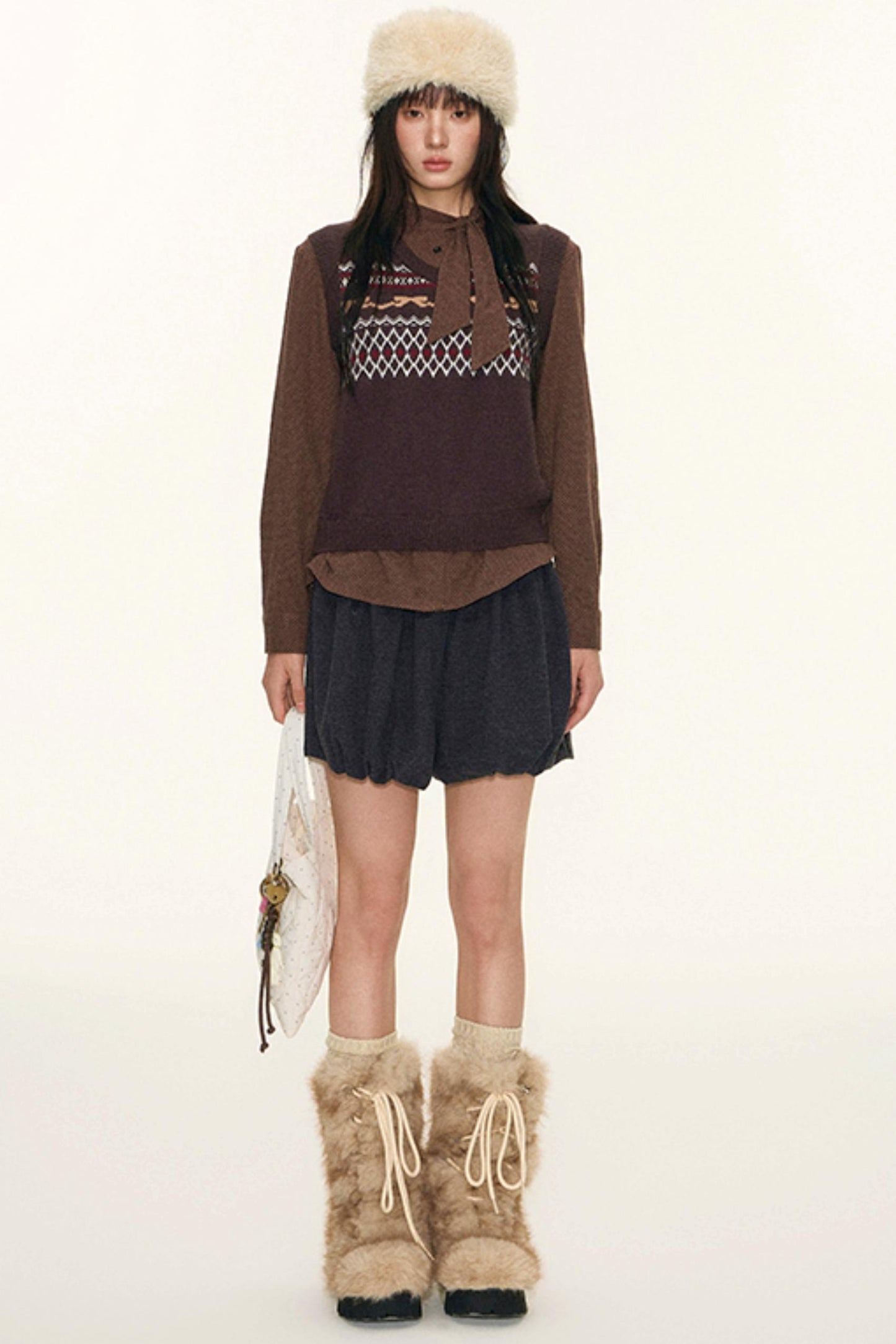 Brushed Flower Bud Culotte Pants