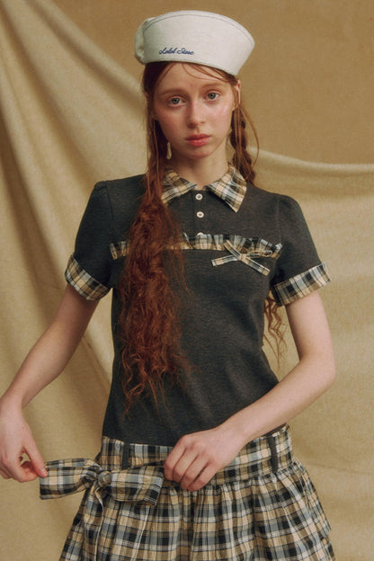 Color Block Bubble Sleeve Dress