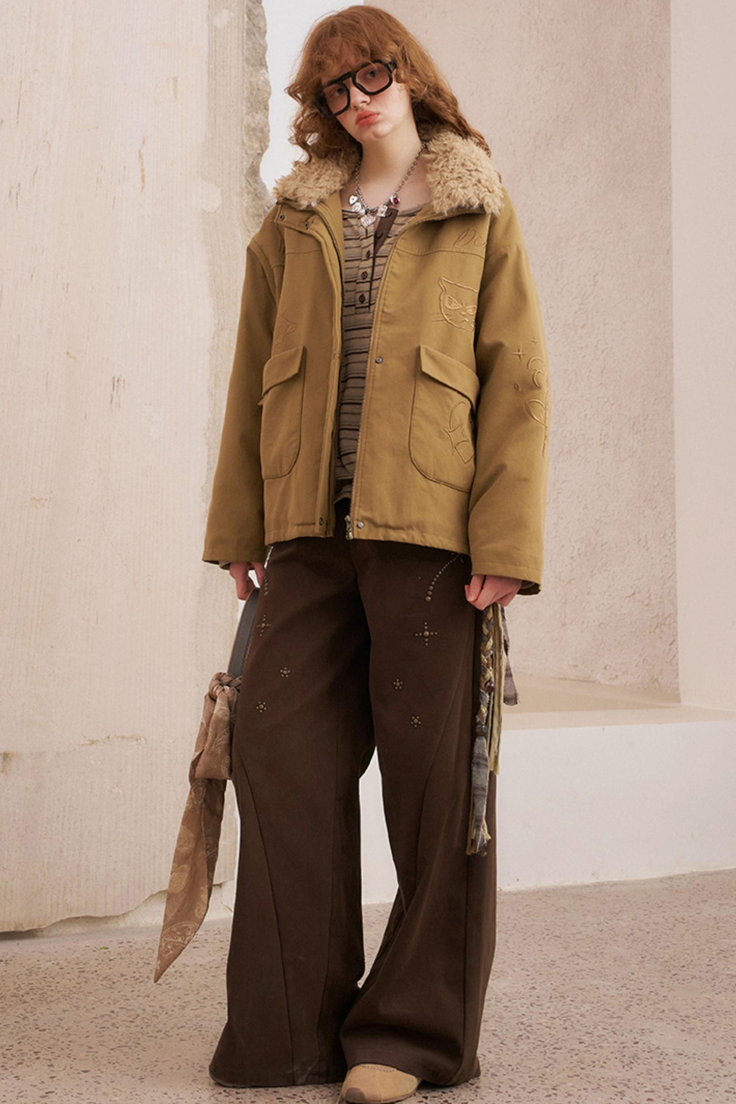 Hot Diamond Loose Wide-Leg Pants