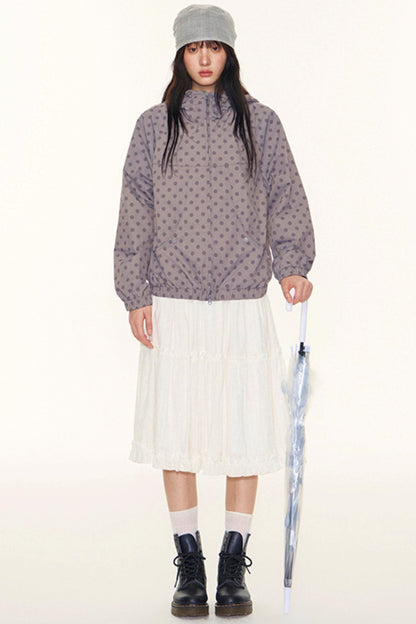 Autumn Polka Dot Hooded Jacket