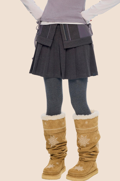 Woolen Pleated Skirt