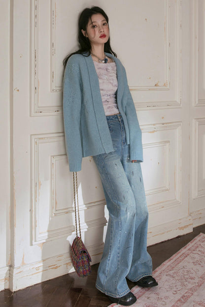 Misty Lake Blue Woolen Sweater Set