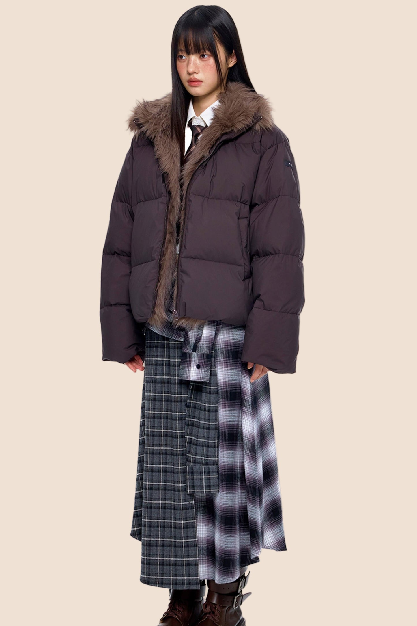 Retro Fur Collar Down Coat