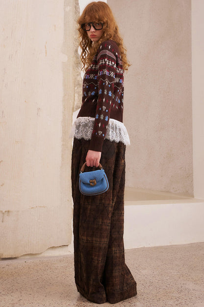 Textured Plaid Boho Slacks