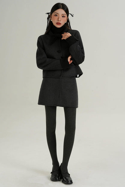 Sophisticated Two-Piece Wool Fashion Coat Set