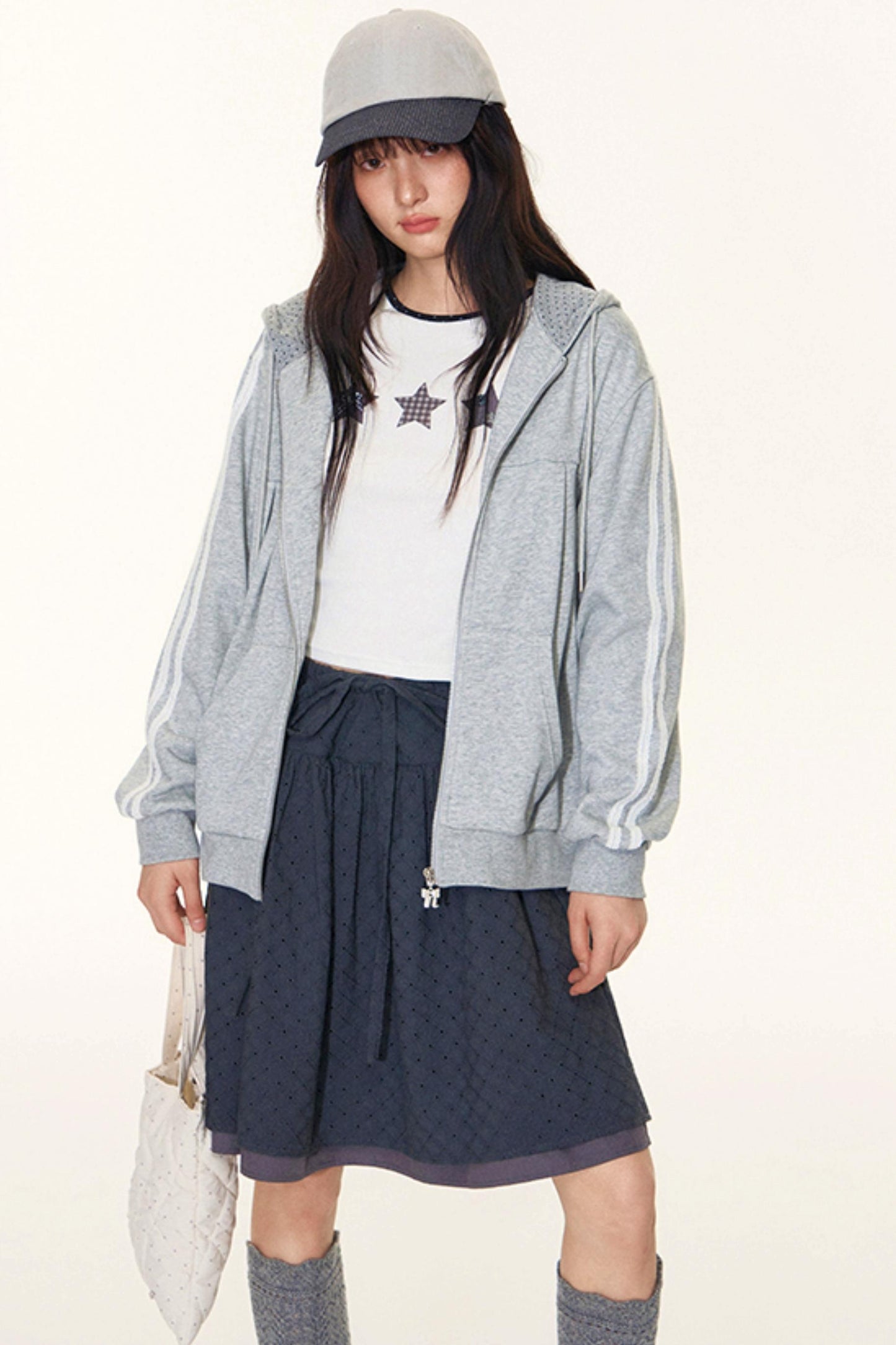 Vintage Lace-Up Plaid Puffy A-Line Skirt