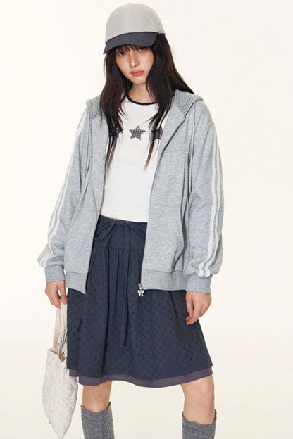 Vintage Lace-Up Plaid Puffy A-Line Skirt