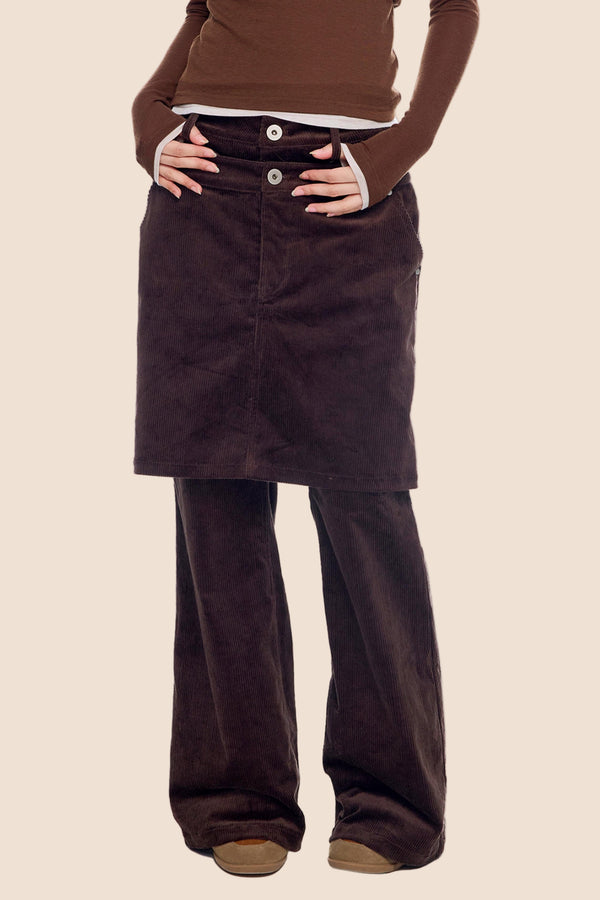 Corduroy Flared Skirt Pants