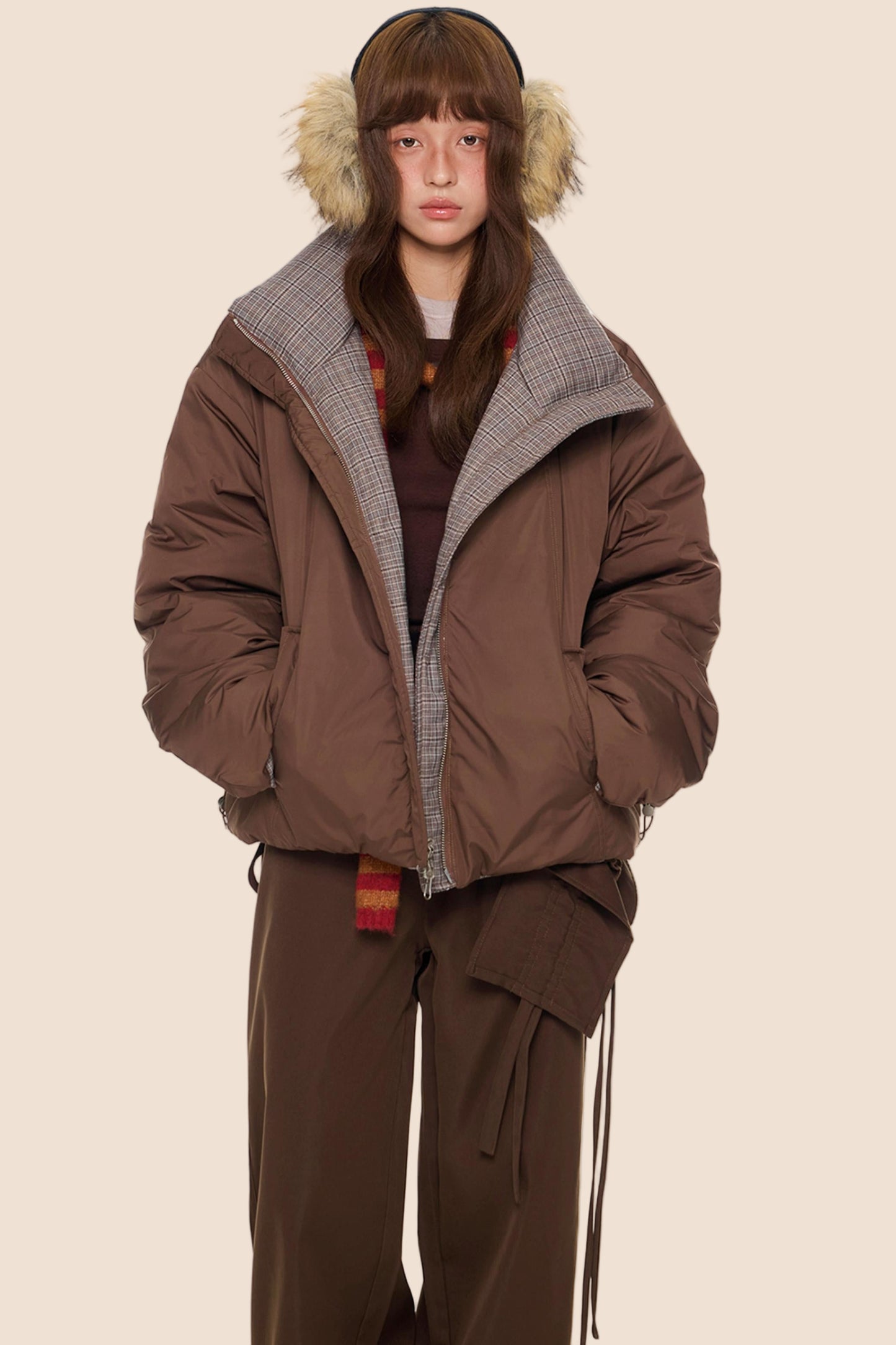 Reversible Plaid Down Jacket