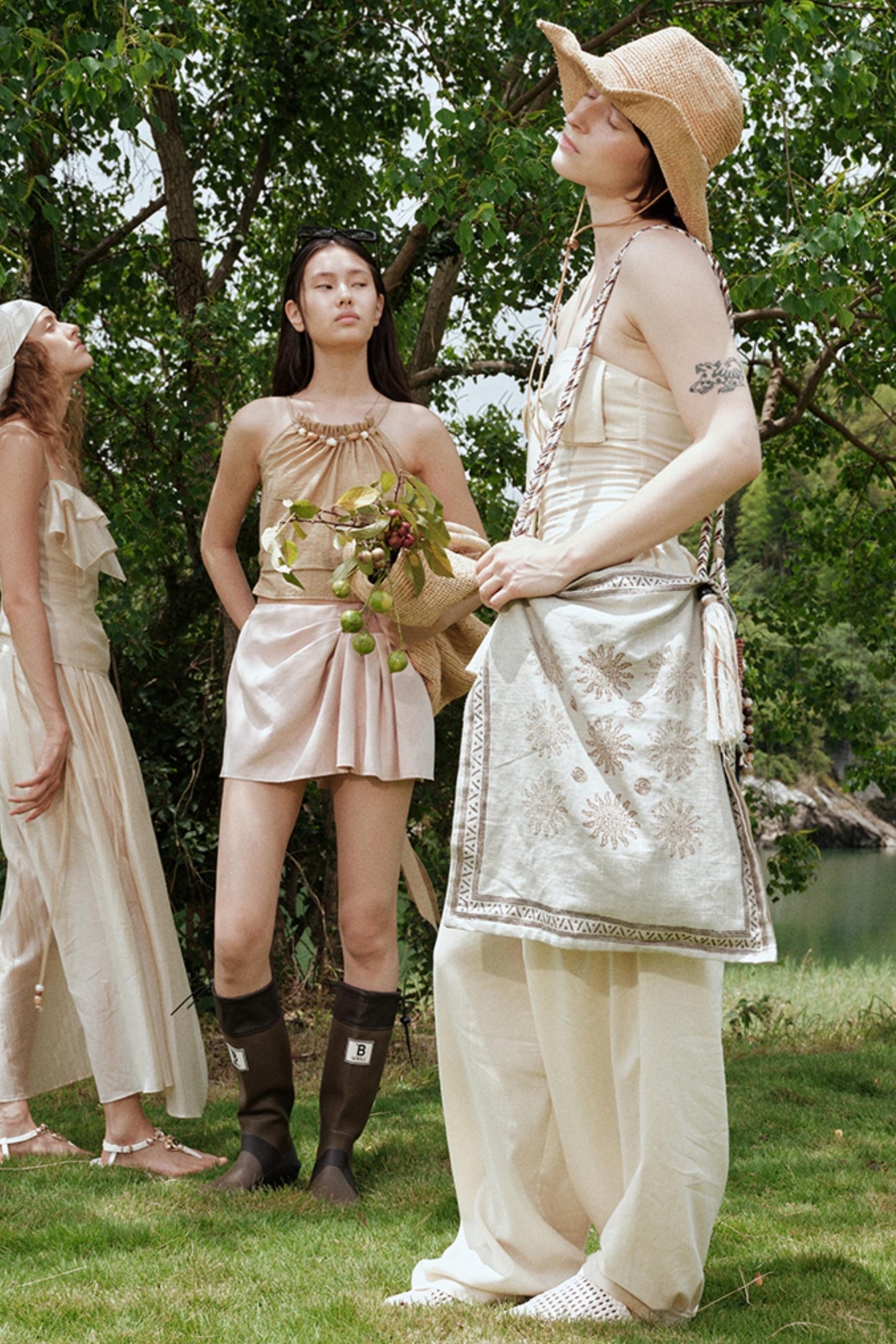 Eternal River Bandeau Top Wide-Leg Trousers Set-Up