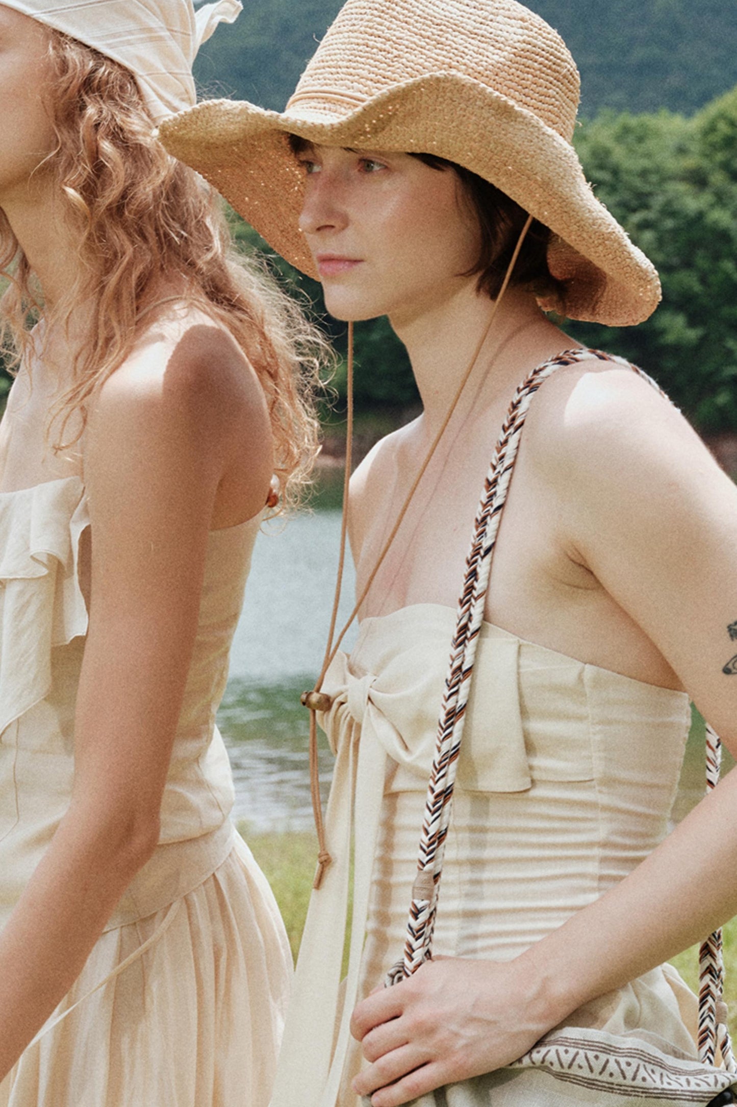 Eternal River Bandeau Top Wide-Leg Trousers Set-Up