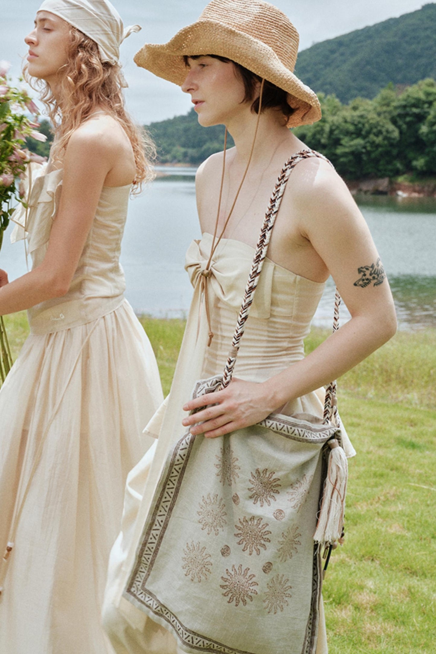 Eternal River Bandeau Top Wide-Leg Trousers Set-Up