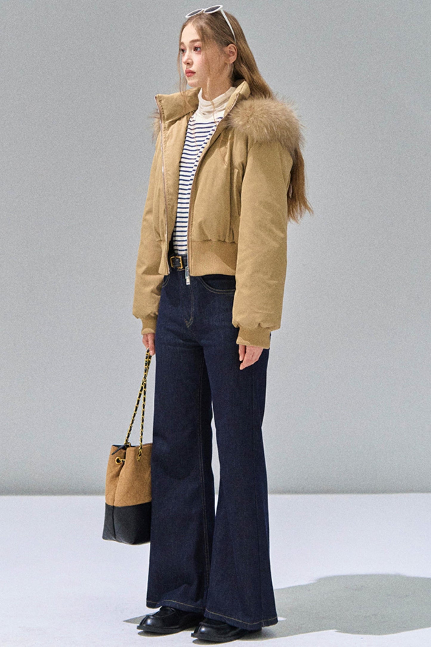 Big Fur Collar Waist Down Jacket